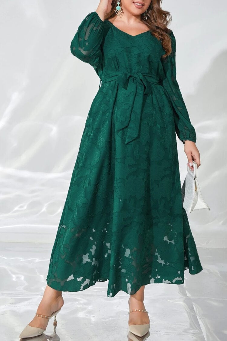 Žalia suknelė su dirželiu
