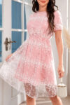 Suknelė rozine su tiuliu