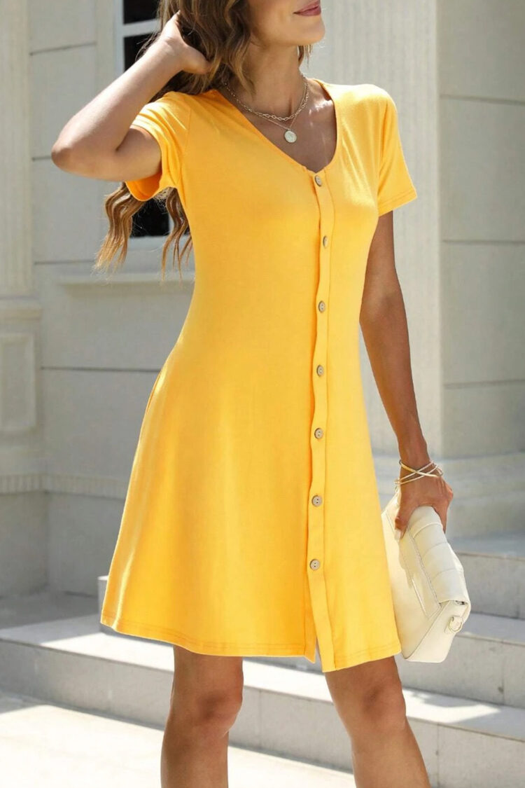Geltona mini suknelė