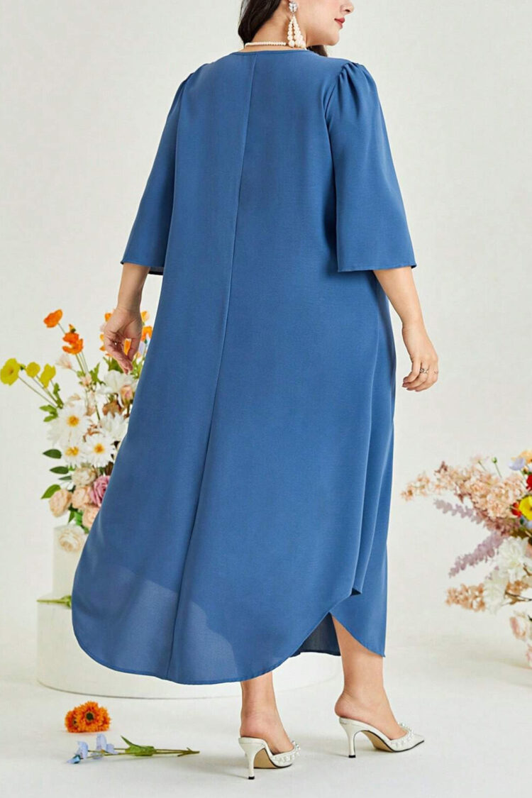 Ilga mėlyna suknelė plius dydzio