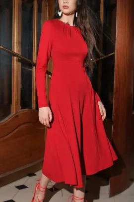 Midi raudona suknele